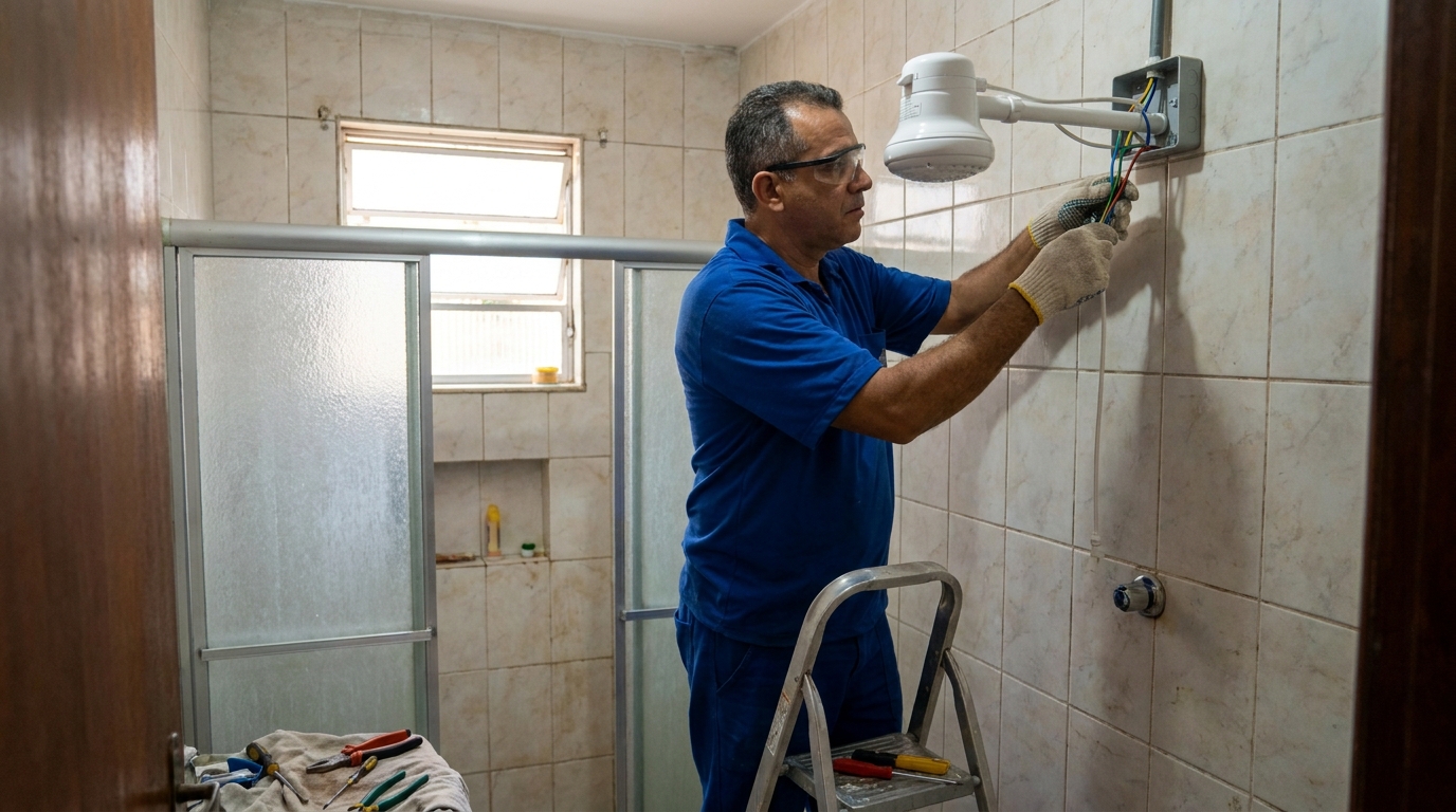 Substituição de Chuveiro Antigo em Salvador‑BA